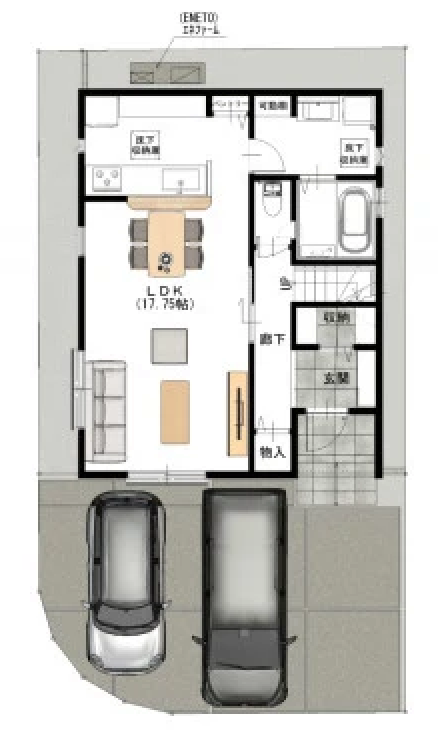 Plus One Style 東上牧2丁目 1号地 1階間取り図