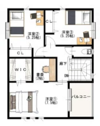 Plus One Style 東上牧2丁目 1号地 2階間取り図
