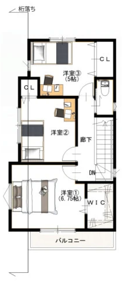 Plus One Style 田宮本町 2階間取り図