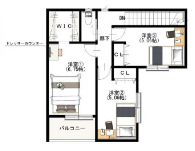 Plus One Style 高槻市西冠1丁目 2階間取り図