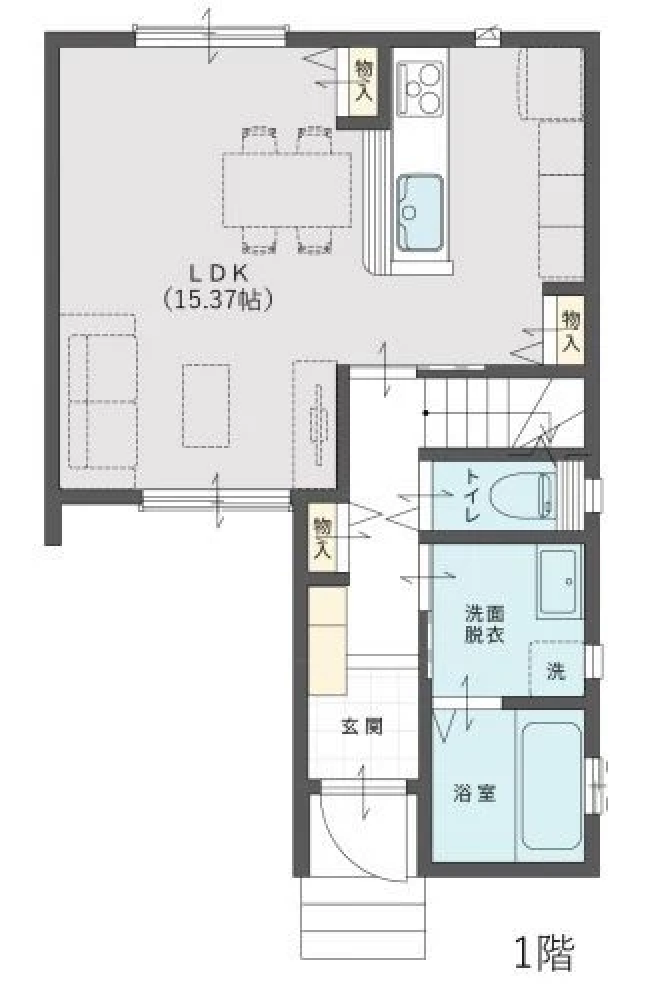 Plus One Style 長尾西町 1階間取り図