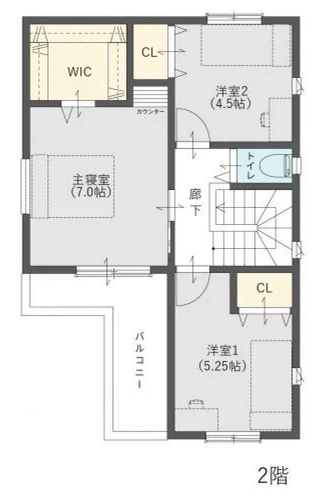 Plus One Style 長尾西町 2階間取り図